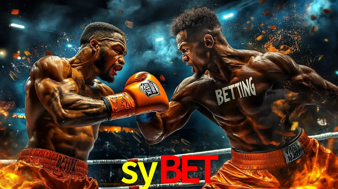 Dois boxeadores em uma luta intensa e explosiva, representando a adrenalina e as oportunidades de apostas em esportes de combate disponíveis na plataforma sybet.