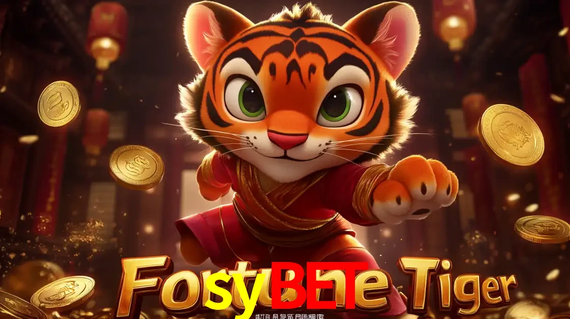 O carismático mascote do jogo de slot Fortune Tiger, um tigre fofo em pose de artes marciais, pronto para trazer sorte e multiplicadores de ganhos no cassino online sybet.