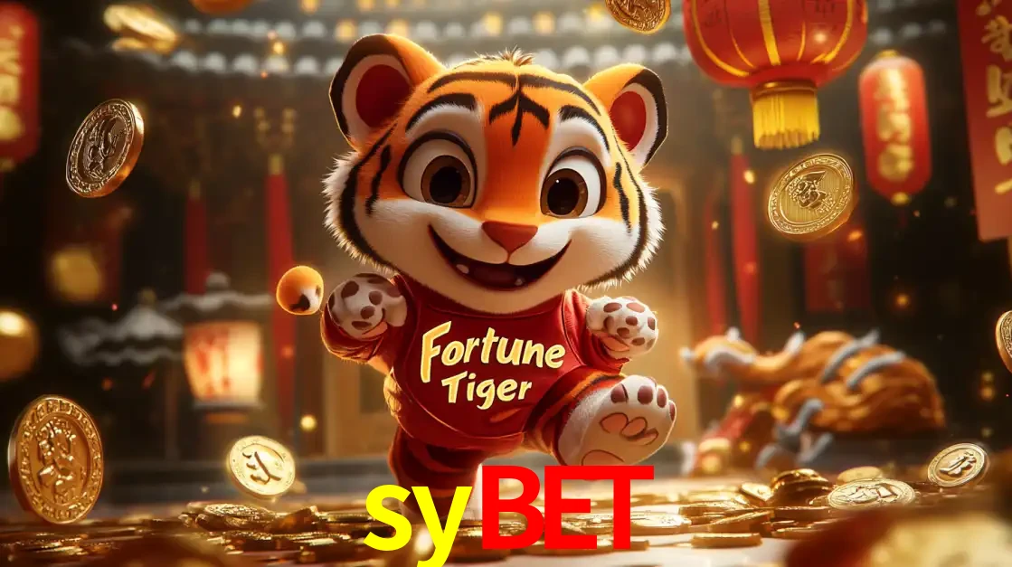 O alegre personagem do Fortune Tiger correndo sobre um caminho de moedas de ouro, simbolizando os grandes prêmios e a diversão do popular jogo de slot do sybet.