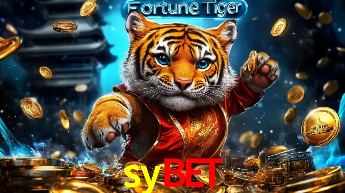 Imagem promocional do jogo de slot Fortune Tiger, com um tigre majestoso em traje tradicional cercado por uma fortuna em moedas de ouro, disponível agora no cassino sybet.